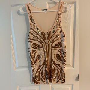 Cream/Brown Sequin Embellished Top